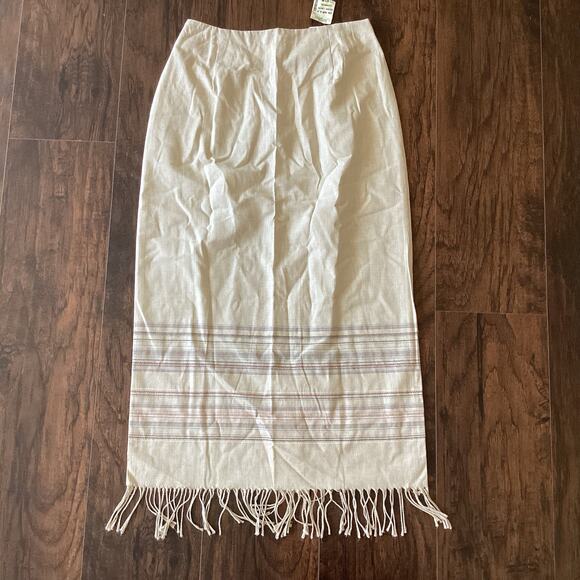 Michele Linen Blend Fringed Pencil Skirt - Picture 4 of 5
